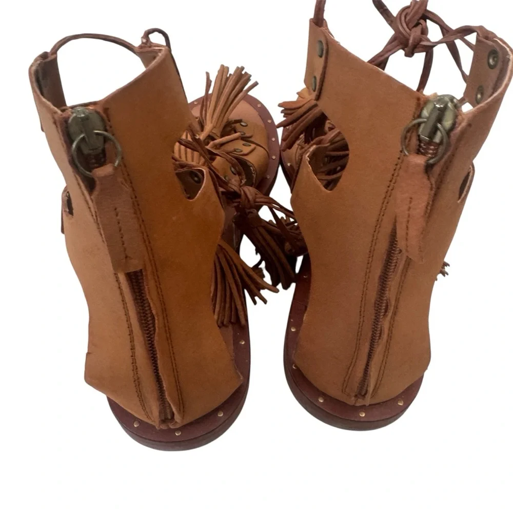 Zara Tassel Leather Roman Gladiator Sandals Size 39 March 2026 - Picture 3 of 11